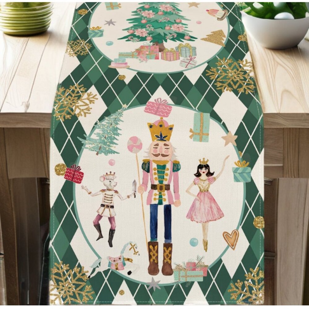 Nutcracker Table Runner Christmas Decor Xmas Holiday Decoration Decorative Cloth